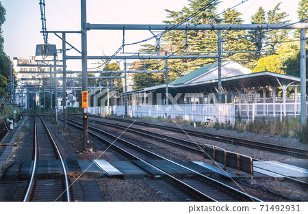 Tokyo cityscape in Japan - View of the fenced "Imperial Platform" at Harajuku Station Tokyo cityscape in Japan - View of the fenced "Imperial Platform" at Harajuku Station 71492931