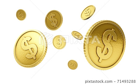 3D rendering gold coins on white background - Stock Illustration ...