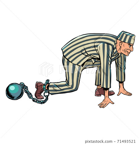 prisoner in a striped robe with a core prisoner in a striped robe with a core 71493521
