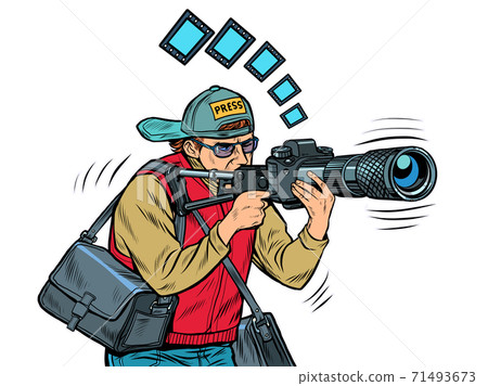 photographer reporter illustration. Job people. News report 71493673