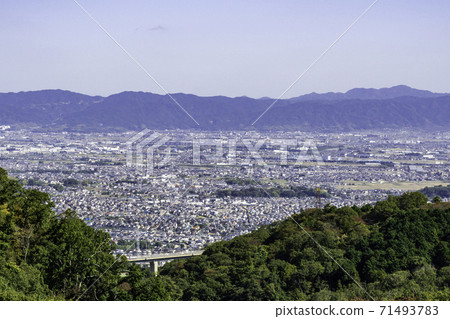 View of the Nara Basin from Mt. Shigi, Heguri Town, Ikoma District, Nara Prefecture 71493783