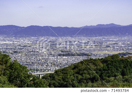 View of the Nara Basin from Mt. Shigi, Heguri Town, Ikoma District, Nara Prefecture View of the Nara Basin from Mt. Shigi, Heguri Town, Ikoma District, Nara Prefecture 71493784