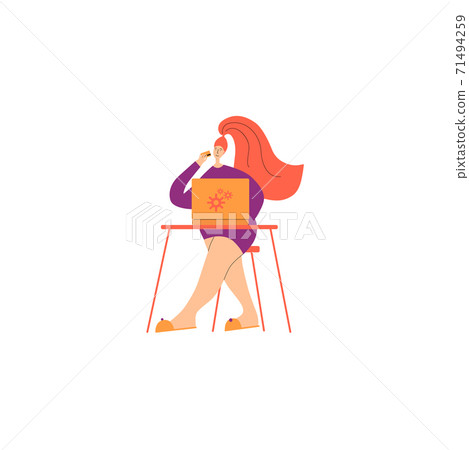 Online shopping and fast delivery concept. Woman is making online purchase and paying via bank card. Vector stock flat illustration isolated on white background. Template for landing page design. Online shopping and fast delivery concept. Woman is making online purchase and paying via bank card. Vector stock flat illustration isolated on white background. Template for landing page design. 71494259