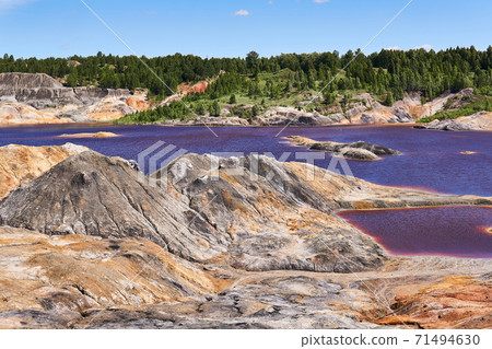purple lake in old kaolin quarry purple lake in old kaolin quarry 71494630