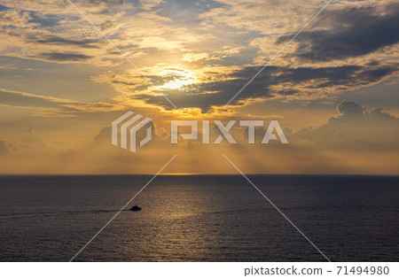 Sea sunset Colorful nature sea sky and ship 71494980