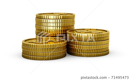 3D rendering gold coins on white background - Stock Illustration ...