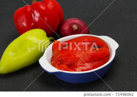 Marinated baked red bell pepper Marinated baked red bell pepper 71496062