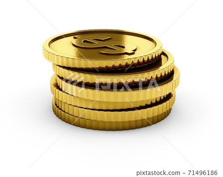 3D rendering gold coins on white background 3D rendering gold coins on white background 71496186
