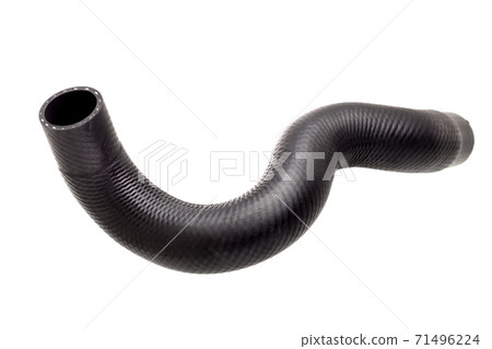 a car radiator pipe rubber black spare part isolated object on white background. a car radiator pipe rubber black spare part isolated object on white background. 71496224