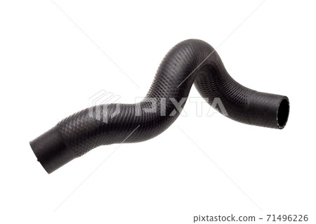 car radiator pipe rubber black spare part side view object isolated on white background. 71496226