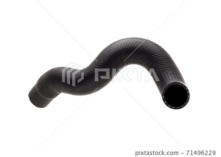 car radiator pipe rubber black, auto spare part isolated object on white background. car radiator pipe rubber black, auto spare part isolated object on white background. 71496229