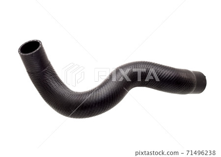 rubber black pipe radiator branch pipe cooling system spare part isolated object on white background. 71496238