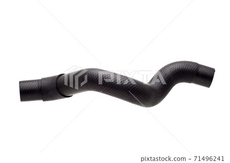 the hard rubber radiator pipe new car spare part isolated on white background. the hard rubber radiator pipe new car spare part isolated on white background. 71496241