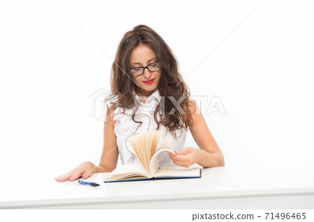 Elegant female office assistant in formal wear at work. Business administration  71496465