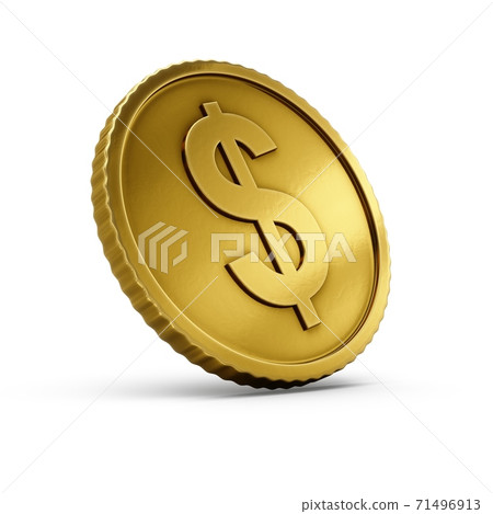 3D rendering gold coin on white background - Stock Illustration ...