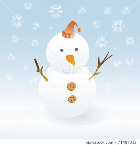 Vector image of snowman and snow scene Vector image of snowman and snow scene 71497012