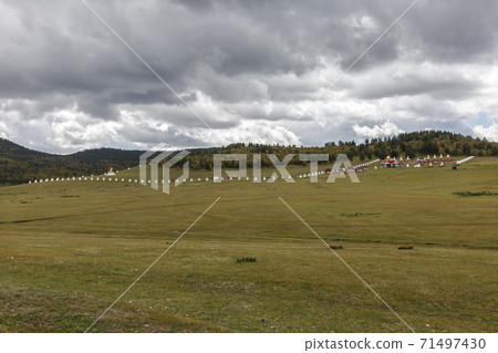Buddhist monastery in Mongolian steppe 71497430
