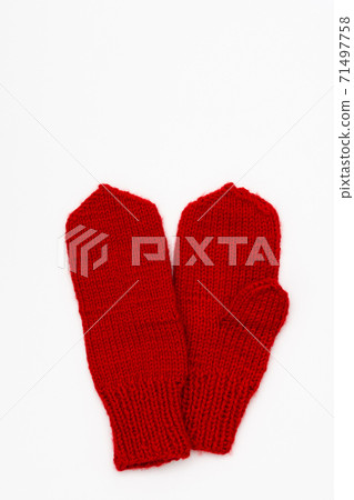Pair of red mittens isolated Pair of red mittens isolated 71497758