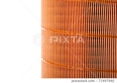 car filter spare part, paper filter element close up with copy space. 71497940