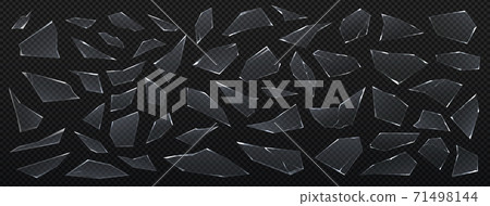 Vector glass shards on an isolated transparent background. Broken