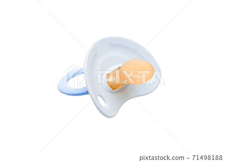 a pacifier with a bite for babies made of soft silicone, soother isolated on white background. a pacifier with a bite for babies made of soft silicone, soother isolated on white background. 71498188