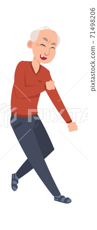 Dancing senior. Cartoon grandfather waving hands and legs, old man moving to music. Dancer in pensioner club or musical performance. Vector retirement and active lifestyle illustration Dancing senior. Cartoon grandfather waving hands and legs, old man moving to music. Dancer in pensioner club or musical performance. Vector retirement and active lifestyle illustration 71498206