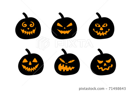 Halloween pumpkin faces set isolated on white. Jack o lantern collection. Pumpkin silhouettes Halloween pumpkin faces set isolated on white. Jack o lantern collection. Pumpkin silhouettes 71498643