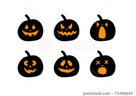 Halloween pumpkin faces set isolated on white. Jack o lantern collection. Pumpkin silhouettes Halloween pumpkin faces set isolated on white. Jack o lantern collection. Pumpkin silhouettes 71498644