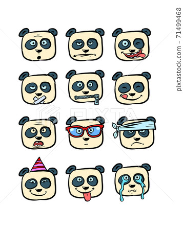 Panda Emoji faces with different emotions collection set character, cute animal 71499468