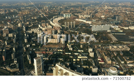 High altitude aerial view of Khoroshevsky city district of Moscow, Russia High altitude aerial view of Khoroshevsky city district of Moscow, Russia 71500782
