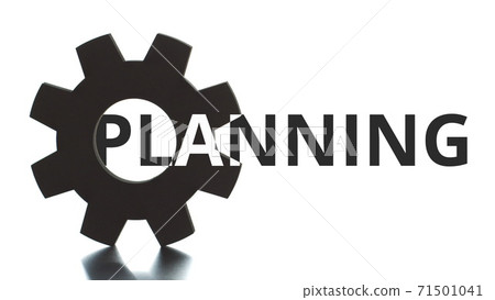 PLANNING black and white text pops up from the cogwheel 71501041