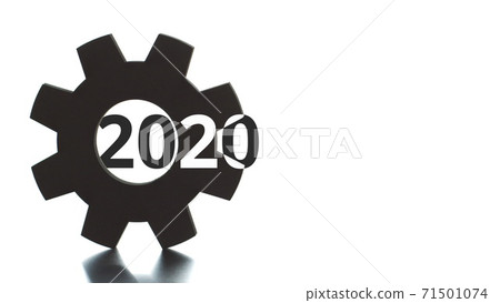 2020 text pops up from the cogwheel silhouette 71501074