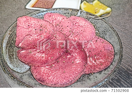 流行的烤肉“鹽灘”彩色鉛筆素描風格 流行的烤肉“鹽灘”彩色鉛筆素描風格 71502908