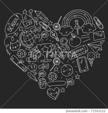 Vector illustration. Back to school vector pattern. Textile fabric design, wrapping paper and website wallpapers. 71503122
