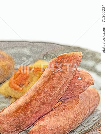 家常和質樸的自製“一盤菜”彩色鉛筆素描風格 71503224
