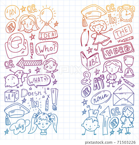 Concept of learning English. Flat design, vector pattern. Concept of learning English. Flat design, vector pattern. 71503226