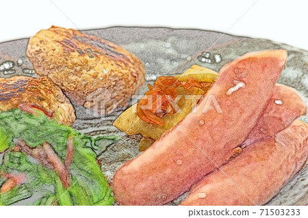 家常和質樸的自製“一盤菜”彩色鉛筆素描風格 71503233
