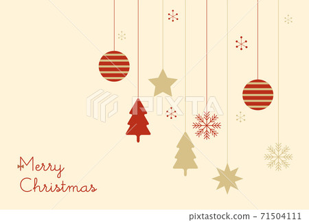 Illustration of Christmas ornament Postcard size Horizontal white 71504111