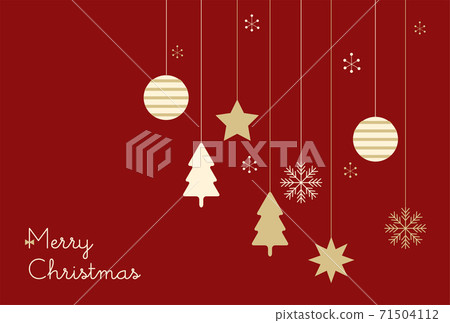 Christmas ornament illustration postcard size horizontal red 71504112