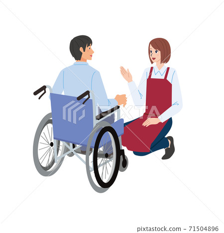 一個坐在輪椅上的男人和一個秘書的女人的插圖 71504896