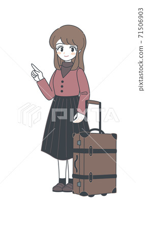 Retro trunk for travel and sister / pointing / vector 71506903