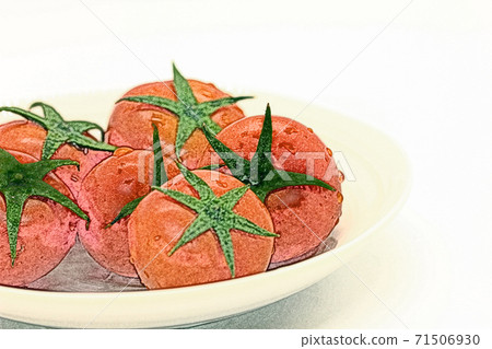 新鮮，質樸，成熟，新鮮的“迷你番茄”彩色鉛筆素描樣式 71506930