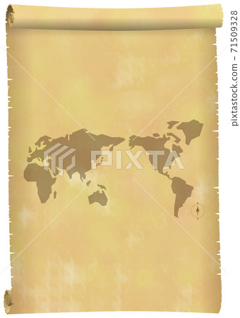 以日本為中心的世界地圖的圖像繪製在舊的滾動條上垂直矢量插圖背景透明 71509328