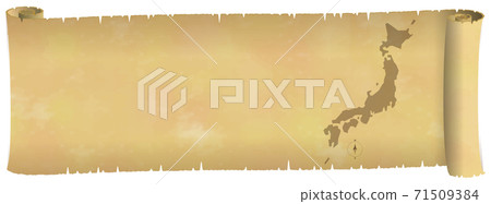 日本地圖的圖像繪製在舊的水平卷矢量圖背景透明上 71509384