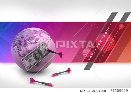 Dollar over the world with darts. Dollar over the world with darts. 71509629