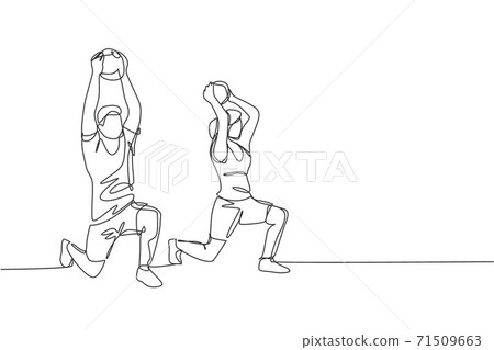 One continuous line drawing of young sporty man... - Stock Illustration  [71509663] - PIXTA