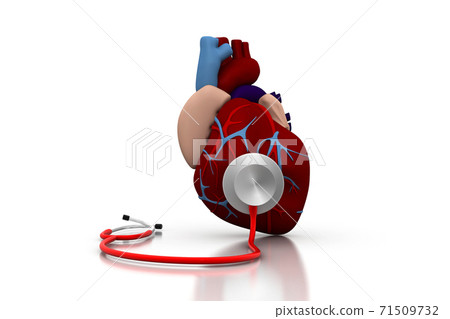 Stethoscope on a heart. Stethoscope on a heart. 71509732