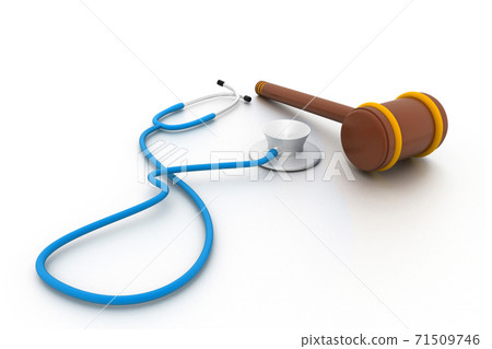 Stethoscope and gavel isolated on white background.. 71509746