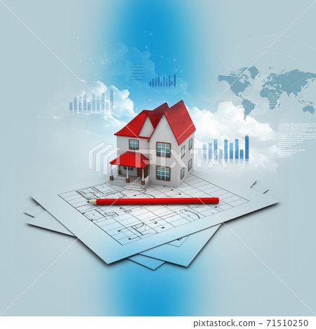 House model on a plan House model on a plan 71510250