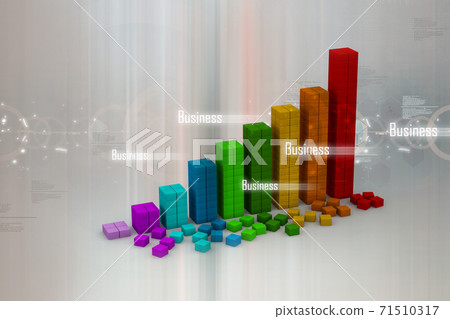 3d graph showing rise in profits or earnings. 71510317